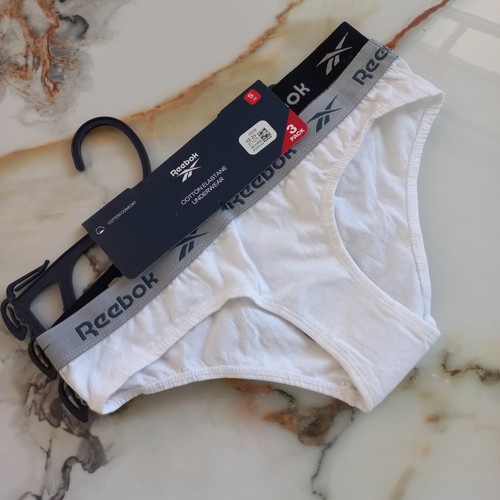 پک شورت زنانه نخی کمر کش طوسی و سفید برند اروپایی Reebok