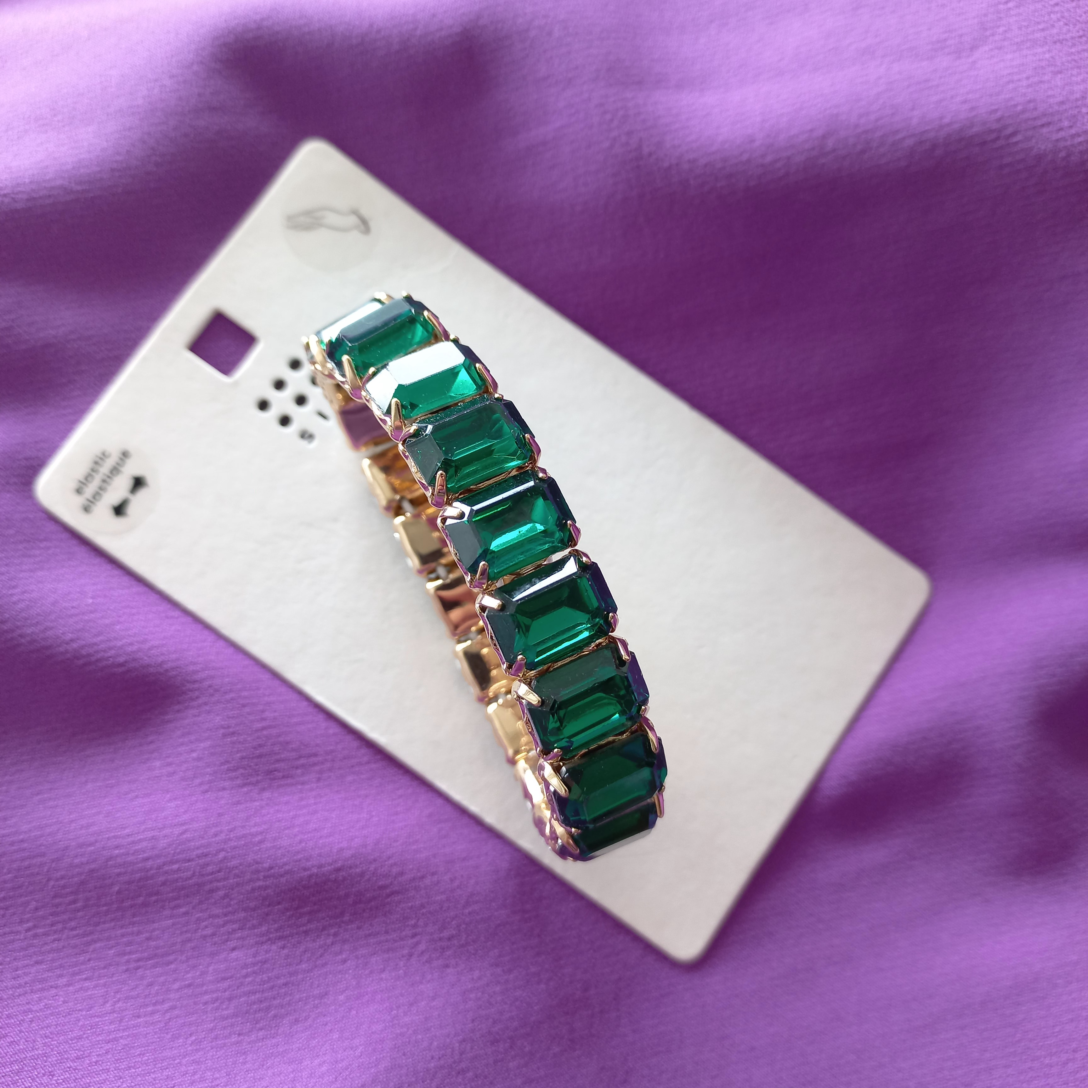 دستبند زنانه کشی نگین سبز نقره ای برند اروپایی six ضدحساسیت