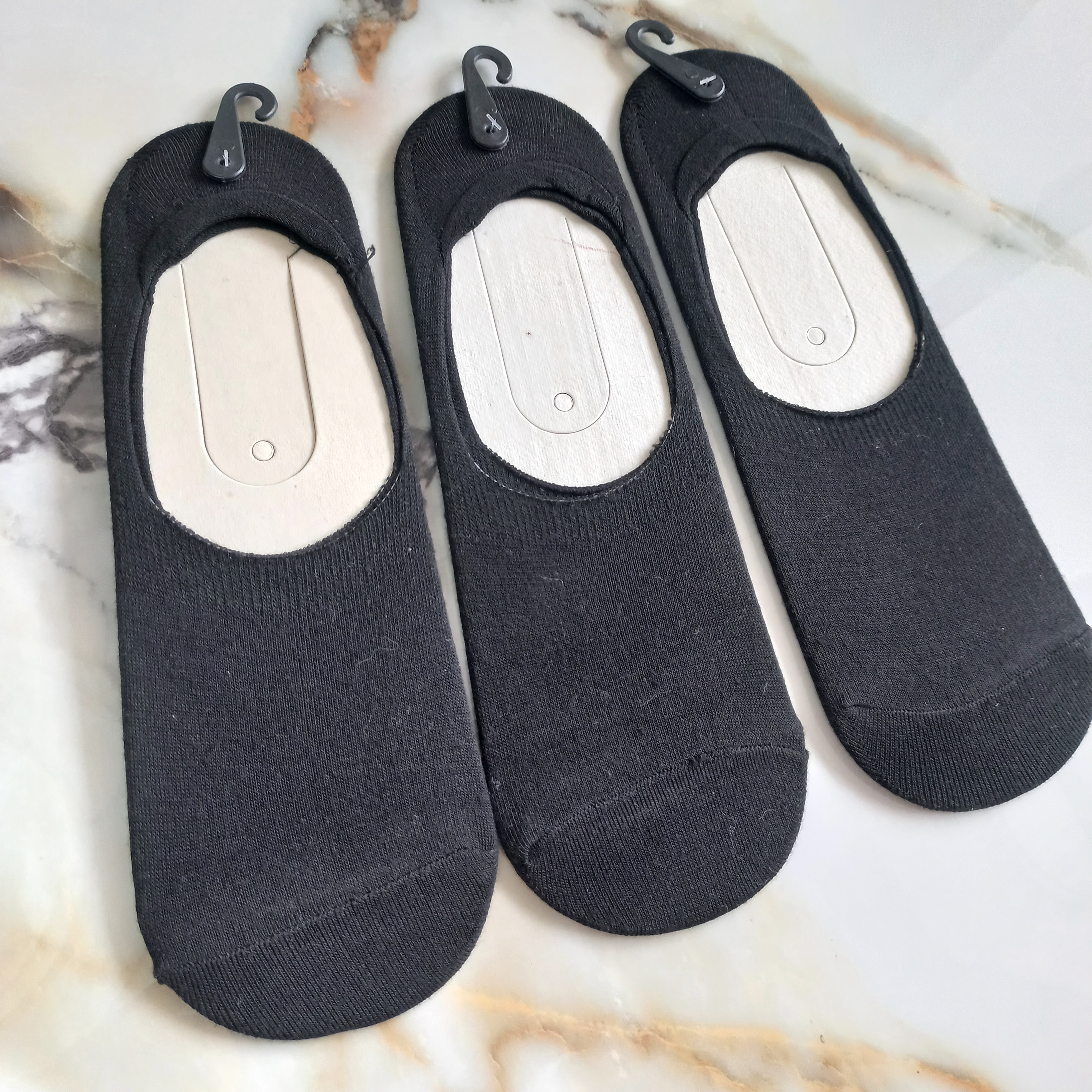 جوراب پاپوش زنانه نخی مشکی ساده