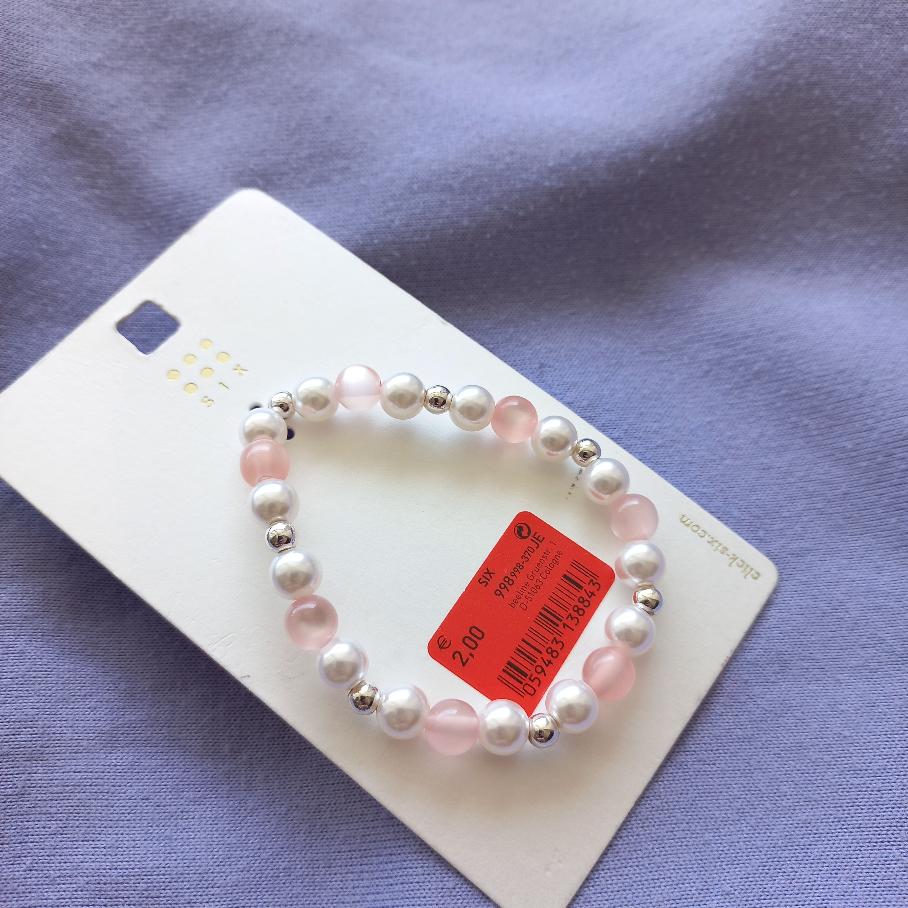 دستبند زنانه کشی مهره مروارید برند اروپایی six ضدحساسیت