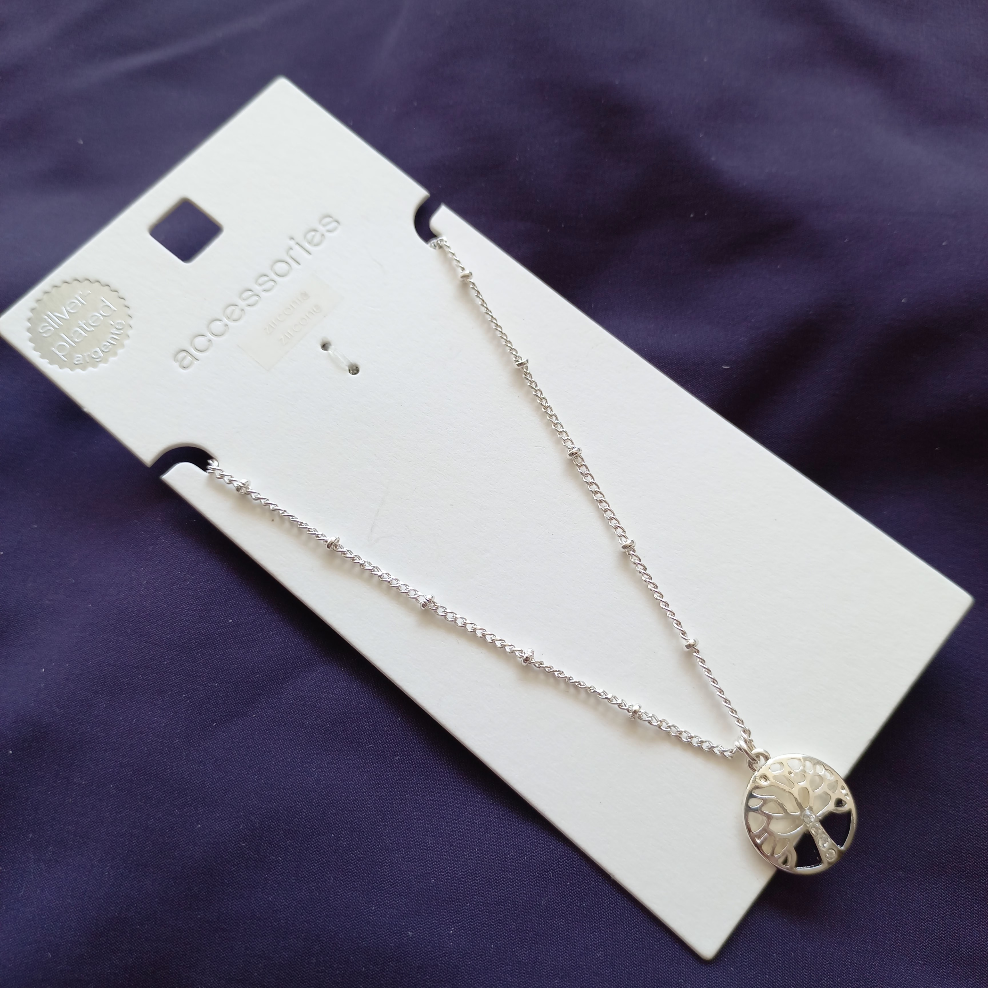 گردنبند زنانه آویز درخت زندگی روکش نقره برند اروپایی accessories ضدحساسیت