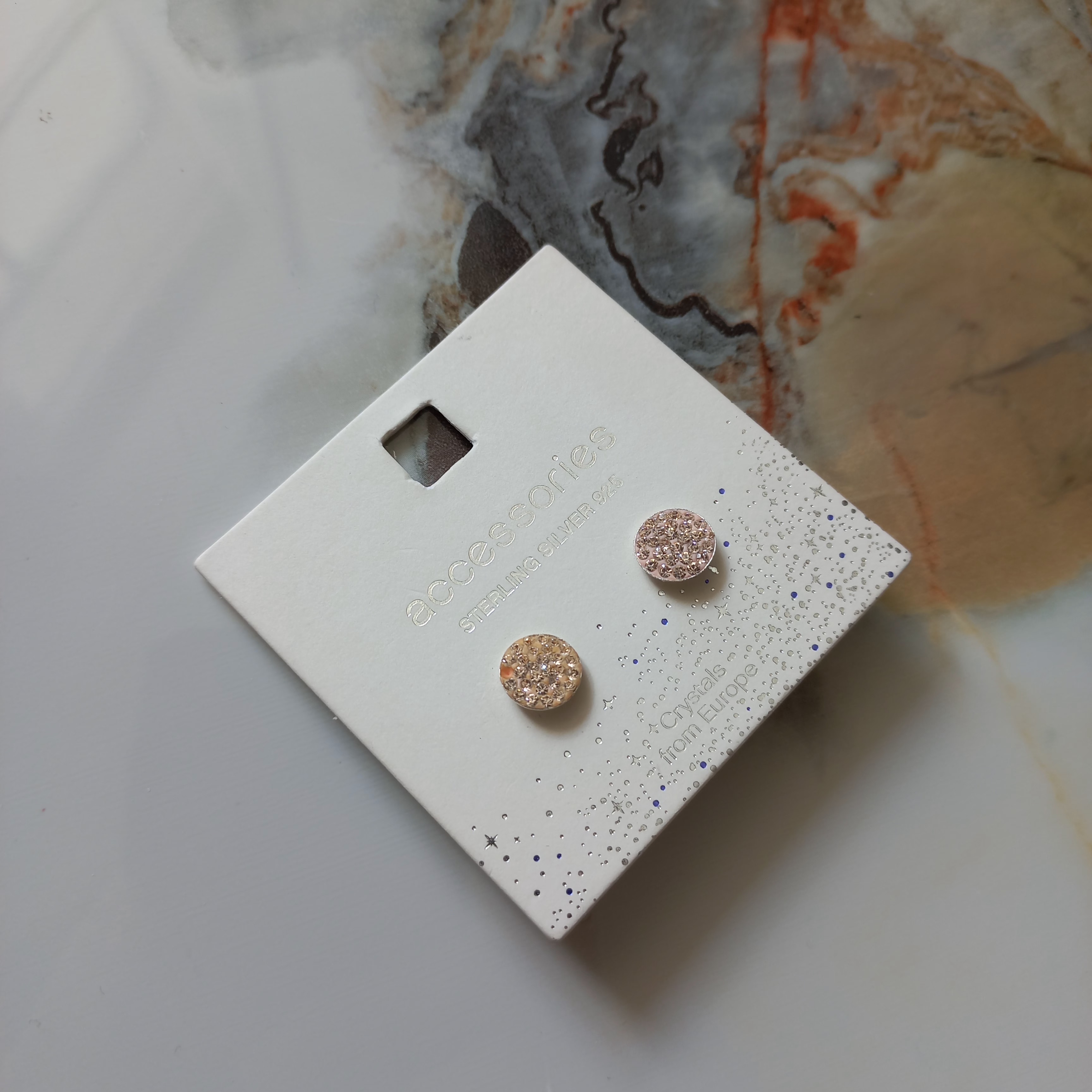 گوشواره زنانه میخی نگیندار نقره برند اروپایی accessories ضدحساسیت 