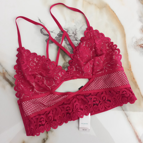 نیمتنه سوتینی زنانه غزن دار توری سرخابی برند اروپایی primark