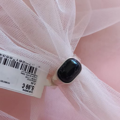 انگشتر زنانه مشکی نقره ای برند اروپایی ضدحساسیت