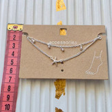 پابند زنانه دو ردیف زنجیر ستاره نقره ای برند اروپایی ضدحساسیت